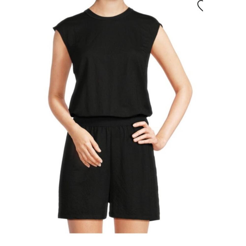 Theory Dolman Sleeve romper drapey pique black size P (0 00)